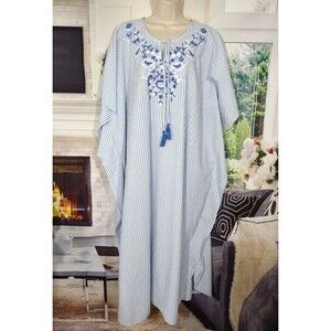 Kaftan Maxi Dress Size O/S Medium Boho Cottagecore Beach Lounge Coverup Resort